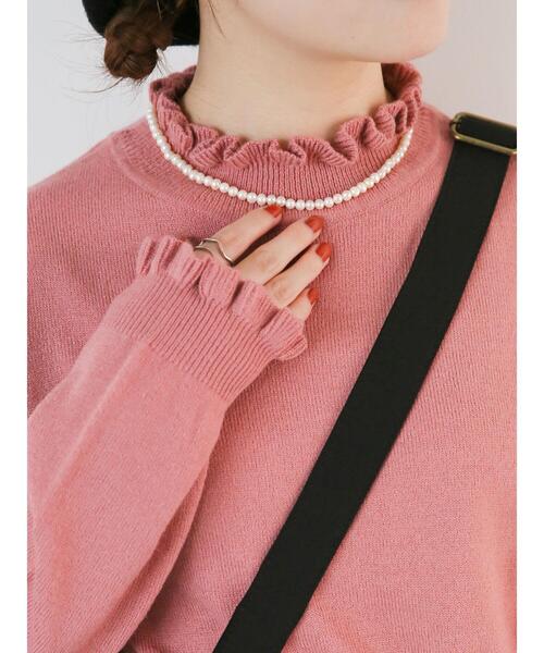 ehka sopo（エヘカソポ）の「襟フリルニット（ニット/セーター・レディース・ブラック/ピンク/グリーン/キナリ・F）」の14枚目の写真