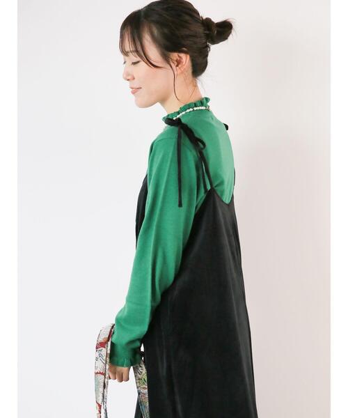 ehka sopo（エヘカソポ）の「襟フリルニット（ニット/セーター・レディース・ブラック/ピンク/グリーン/キナリ・F）」の21枚目の写真