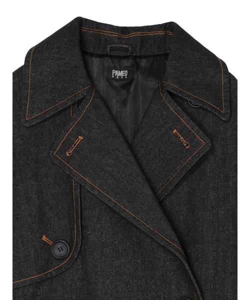 パメオポーズ　　デニムロングコート PAMEO POSE（パメオポーズ）の「Black Denim Coat（チェスター