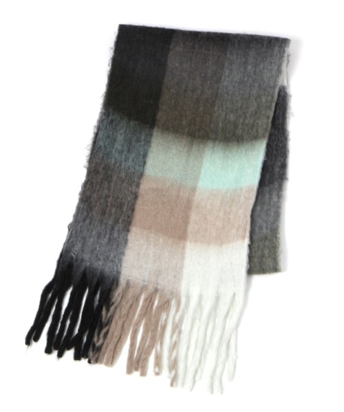 GLOBAL WORK（グローバルワーク）の「ボリュームチェックストール/981556（ストール/ショール・レディース・ブルー/パープル系その他2/ブラウン/アイボリー・FREE）」の2枚目の写真