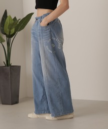 AVIREX | CIRCLE STENCIL PRINT WIDE DENIM PANTS/サークルステンシルプリント ワイドデニムパンツ(デニムパンツ)