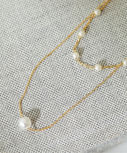 Kana（カナ）の「パール 華奢 2連 ネックレス パーティー 結婚式 お呼ばれ オケージョン（ネックレス・レディース・ゴールド/シルバー・フリー）」の4枚目の写真