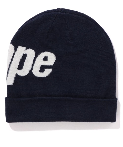 A BATHING APEネイビー ニットキャップ ロゴ刺繍 BATHING A ネイビー