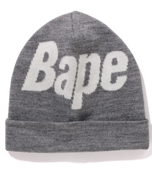 A BATHING APE ロゴ ニット　グレー A BATHING APE（アベイシングエイプ）の「BAPE LOGO KNIT CAP M