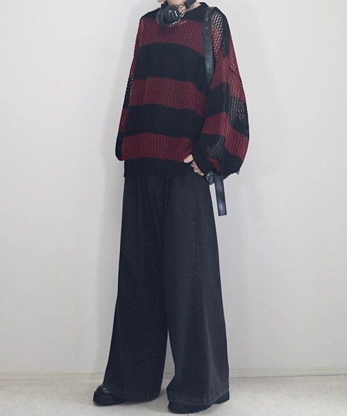 【美品✨】L'Appartement カシミヤ混　ボリュームスリーブニット　紺色 セール】 ◇布帛コンビニット （ニット・セーター）｜human