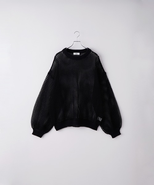 【美品✨】L'Appartement カシミヤ混　ボリュームスリーブニット　紺色 ボリュームスリーブ シアーメッシュオーバーニット（ニット
