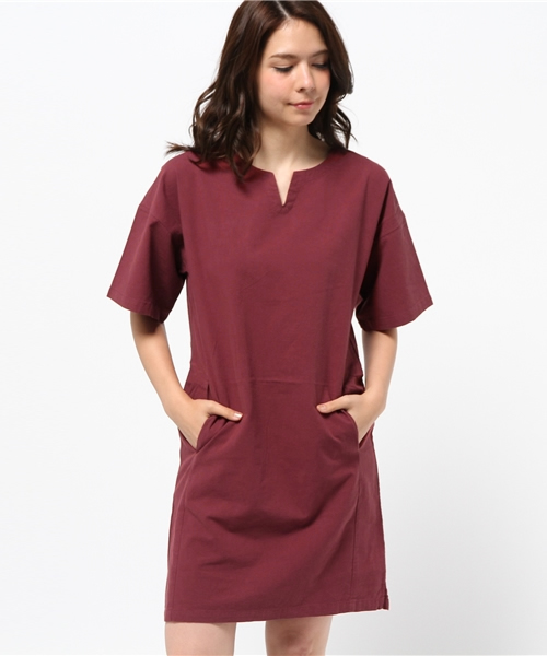 Kastane（カスタネ）の「【Kastane】スキッパーワンピース（チュニック・レディース・グレー/カーキ/ボルドー/ブラック・FREE）」の14枚目の写真