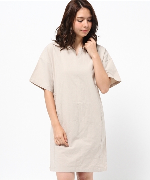 Kastane（カスタネ）の「【Kastane】スキッパーワンピース（チュニック・レディース・グレー/カーキ/ボルドー/ブラック・FREE）」の3枚目の写真