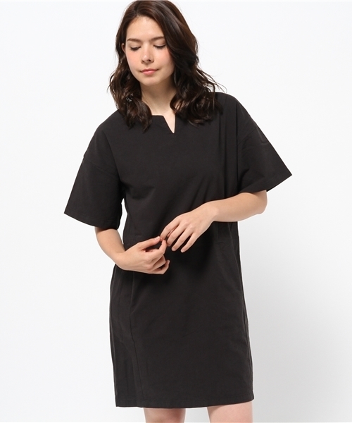 Kastane（カスタネ）の「【Kastane】スキッパーワンピース（チュニック・レディース・グレー/カーキ/ボルドー/ブラック・FREE）」の2枚目の写真