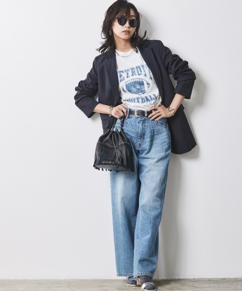 CHIC STYLE(シックスタイル)の「<大きいサイズ>ボックスシルエットテーラードジャケット シックスタイル(テーラードジャケット・レディース・ベージュ/ネイビー・L/LL/3L/4L/5L)」の6枚目の写真