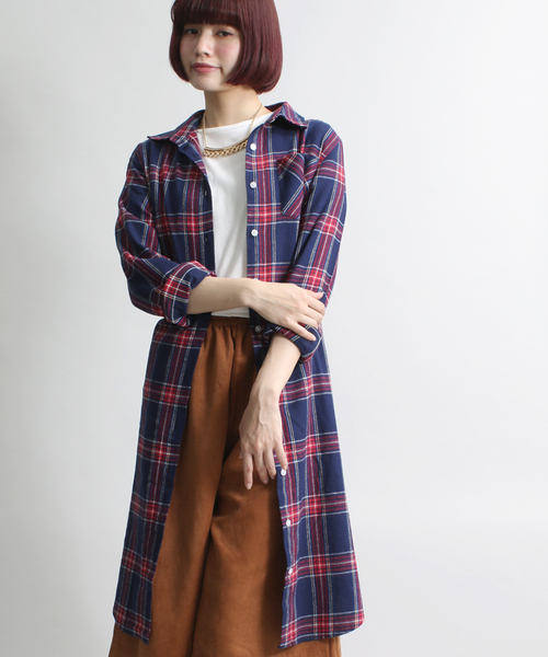 WEGO（ウィゴー）の「WEGO/ネルシャツワンピース（シャツワンピース・レディース・ブルー系その他/レッド系その他/その他1/その他2・FREE）」の3枚目の写真