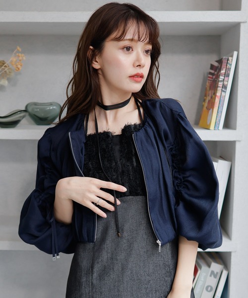 LADYMADE（レディメイド）の「ドロストスリーブシアーブルゾン（ブルゾン・レディース・ネイビー/ホワイト/ブラック・FREE）」の3枚目の写真