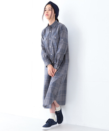 BEAMS BOY | BEAMS BOY / ネルチェック ロールアップ ロングワンピース(シャツワンピース)