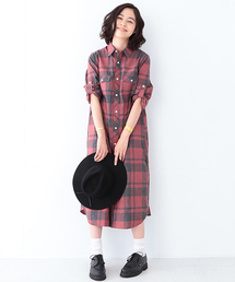 BEAMS BOY | BEAMS BOY / ネルチェック ロールアップ ロングワンピース(シャツワンピース)