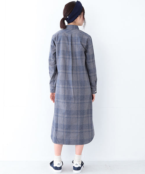 BEAMS BOY(ビームスボーイ)の「BEAMS BOY / ネルチェック ロールアップ ロングワンピース(シャツワンピース・レディース・レッド/ネイビー・ONE SIZE)」の16枚目の写真