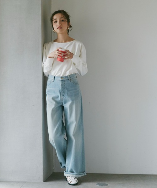 NANO universe（ナノユニバース）の「【追加生産】WEB限定 リブ付きれい見えジョーゼットカットソー（Tシャツ/カットソー・レディース・オフホワイト/ブラック/ネイビー・FREE）」の5枚目の写真