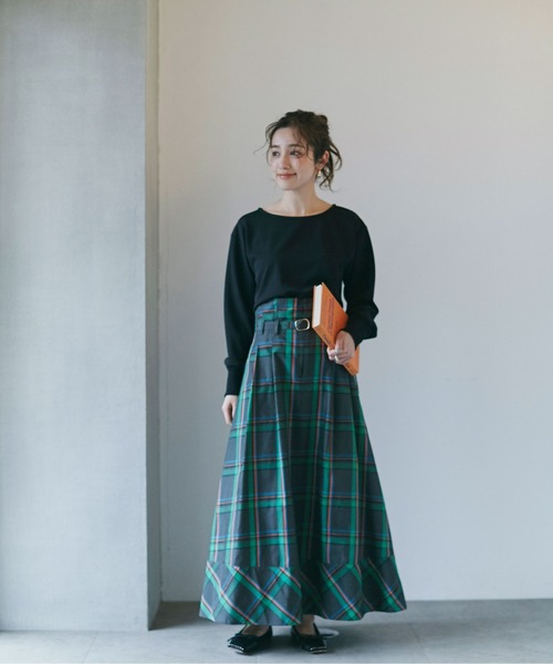 NANO universe（ナノユニバース）の「【追加生産】WEB限定 リブ付きれい見えジョーゼットカットソー（Tシャツ/カットソー・レディース・オフホワイト/ブラック/ネイビー・FREE）」の10枚目の写真