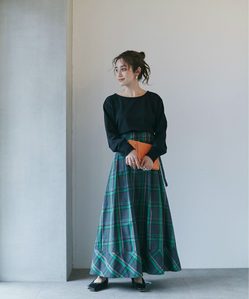 NANO universe（ナノユニバース）の「【追加生産】WEB限定 リブ付きれい見えジョーゼットカットソー（Tシャツ/カットソー・レディース・オフホワイト/ブラック/ネイビー・FREE）」の11枚目の写真