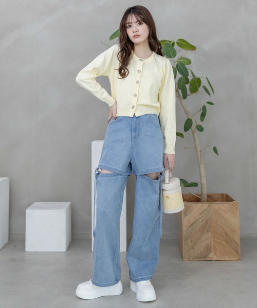 clear（クリア）の「ハトメバー釦ニットカーディガン（カーディガン/ボレロ・レディース・ライトグレー/ブラック/イエロー系その他/オフホワイト・F）」の18枚目の写真