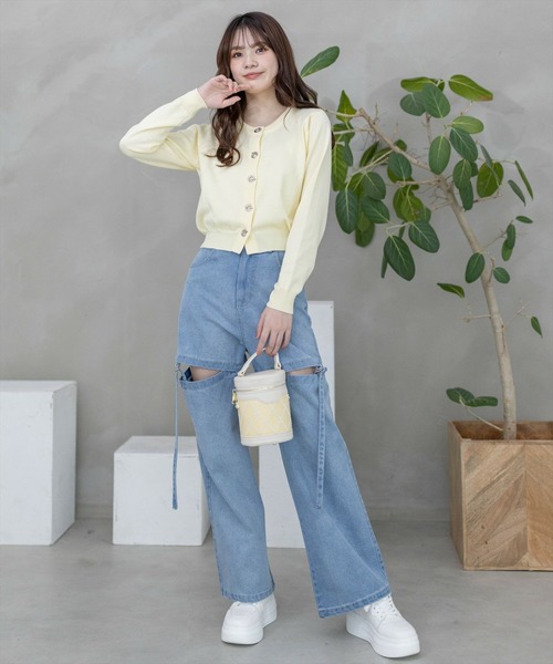 clear（クリア）の「ハトメバー釦ニットカーディガン（カーディガン/ボレロ・レディース・ライトグレー/ブラック/イエロー系その他/オフホワイト・F）」の19枚目の写真