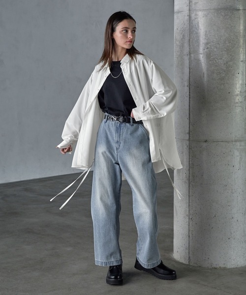 SERACE(セラス)の「【SERACE】Oversize side cord sheer shirt / オーバーサイズサイドコードシアーシャツ(シャツ/ブラウス・メンズ・ホワイト/グレー/ブラック・L/M)」の5枚目の写真
