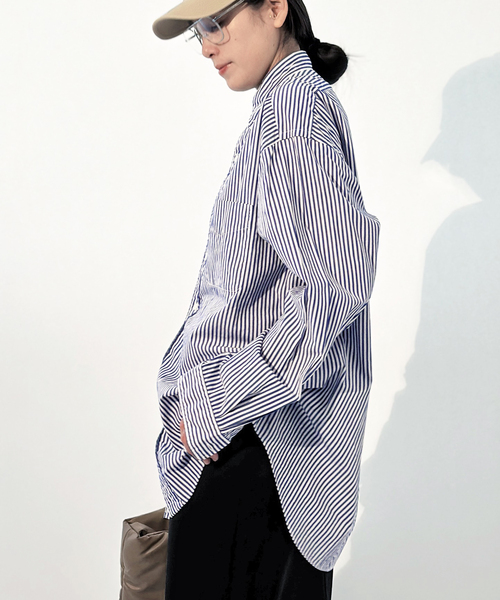 FREEMANS SPORTING CLUB(フリーマンズ スポーティング クラブ)の「【FREEMANS SPORTING CLUB】CHRYSTIE SHIRTS (Stripe)(シャツ/ブラウス・レディース・ライトブルー・FREE)」の5枚目の写真