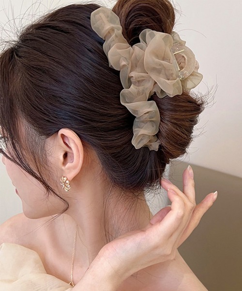 Miniministore（ミニミニストア）の「ヘアクリップ フリル バンスクリップ（バレッタ/ヘアクリップ・レディース・アイボリー/ブラック/ベージュ/ピンク・FREE）」の5枚目の写真