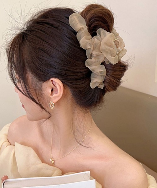 Miniministore（ミニミニストア）の「ヘアクリップ フリル バンスクリップ（バレッタ/ヘアクリップ・レディース・アイボリー/ブラック/ベージュ/ピンク・FREE）」の8枚目の写真