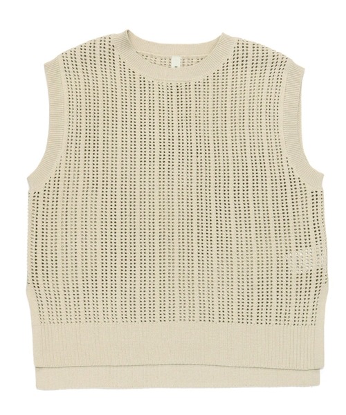 Pitta Re:)（ピッタリ）の「透かし編みニットベスト（ベスト・レディース・ナチュラル/ブルーグリーン/イエロー・M/L/LL）」の2枚目の写真