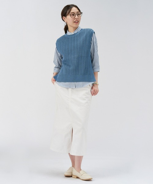 Pitta Re:)（ピッタリ）の「透かし編みニットベスト（ベスト・レディース・ナチュラル/ブルーグリーン/イエロー・M/L/LL）」の10枚目の写真