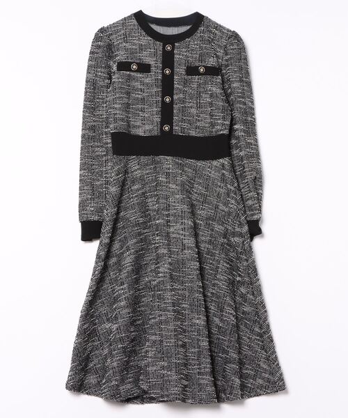 Q（キュー）の「ツイードフレアワンピース（ワンピース・レディース・ブラック/アイボリー・MEDIUM）」の17枚目の写真