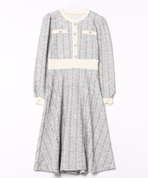 Q（キュー）の「ツイードフレアワンピース（ワンピース・レディース・ブラック/アイボリー・MEDIUM）」の16枚目の写真