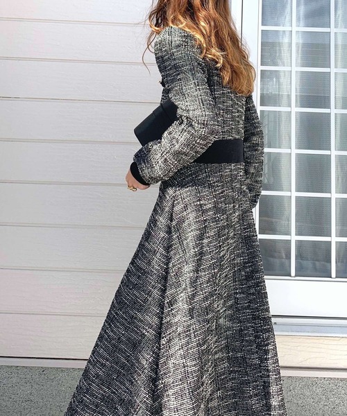 Q（キュー）の「ツイードフレアワンピース（ワンピース・レディース・ブラック/アイボリー・MEDIUM）」の12枚目の写真