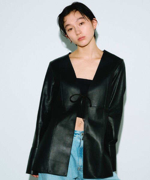 CODE A（コードエー）の「◇CODE A｜front ribbon leather jacket 