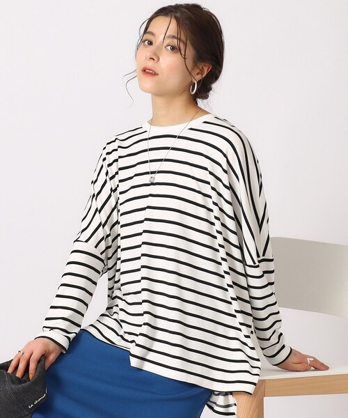 SHOO・LA・RUE（シューラルー）の「◆【体型カバー】ずっと触れていたくなる とろみワイド ドルマントップス（Tシャツ/カットソー・レディース・ブラック系2/ベージュ/ホワイト/グリーン系・00）」の2枚目の写真