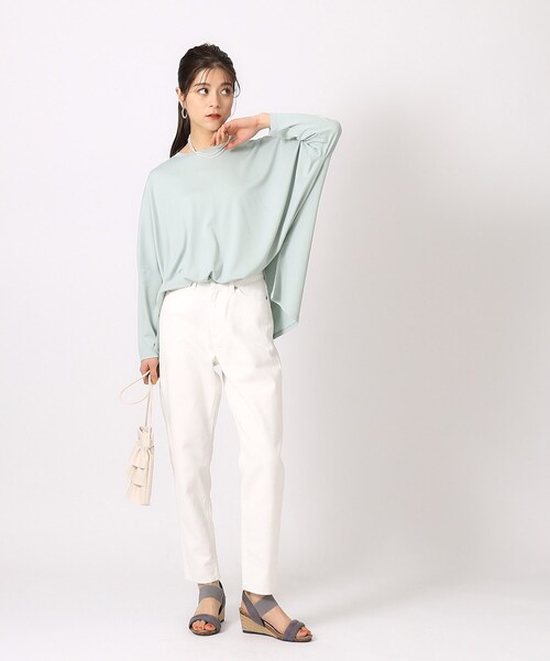 SHOO・LA・RUE（シューラルー）の「◆【体型カバー】ずっと触れていたくなる とろみワイド ドルマントップス（Tシャツ/カットソー・レディース・ブラック系2/ベージュ/ホワイト/グリーン系・00）」の9枚目の写真