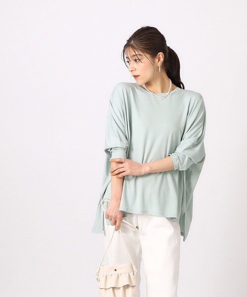 SHOO・LA・RUE（シューラルー）の「◆【体型カバー】ずっと触れていたくなる とろみワイド ドルマントップス（Tシャツ/カットソー・レディース・ブラック系2/ベージュ/ホワイト/グリーン系・00）」の10枚目の写真