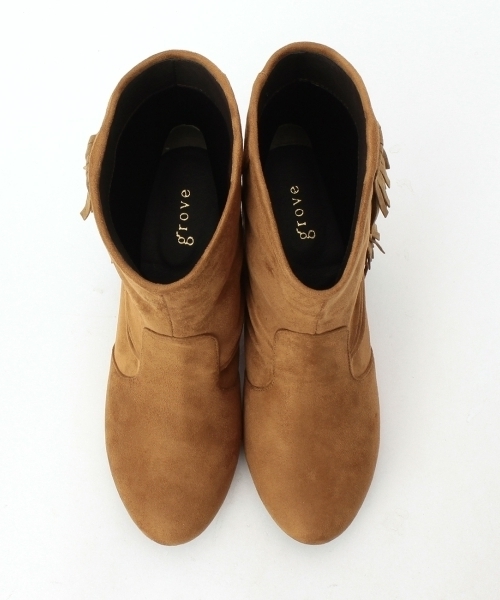 grove（グローブ）の「サイドフリンジショートブーツ（ブーツ・レディース・ブラウン/ブラウン系1/ブラック・30/40/50）」の7枚目の写真
