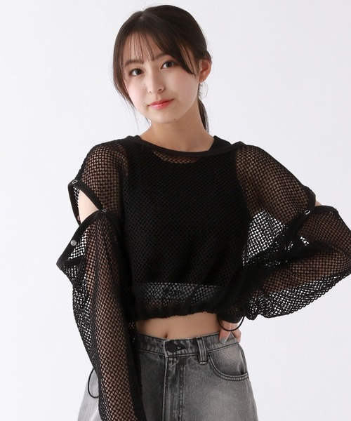 repipi armario(レピピ アルマリオ)の「メッシュ2WAYトップス(その他トップス・キッズ・ブラック/ホワイト/ライム・MEDIUM/LARGE/SMALL)」の3枚目の写真