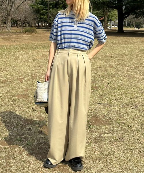 CIAOPANIC TYPY(チャオパニックティピー)の「【WEB限定】【UNISEX】レトロボーダーニットポロ(ポロシャツ・メンズ・グレー/イエロー/グリーン・MEDIUM/LARGE)」の8枚目の写真