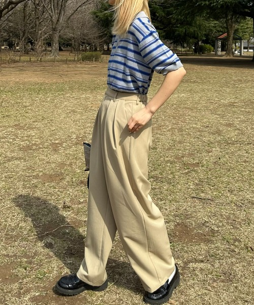 CIAOPANIC TYPY(チャオパニックティピー)の「【WEB限定】【UNISEX】レトロボーダーニットポロ(ポロシャツ・メンズ・グレー/イエロー/グリーン・MEDIUM/LARGE)」の9枚目の写真