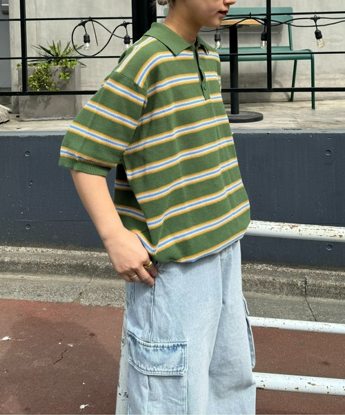 CIAOPANIC TYPY(チャオパニックティピー)の「【WEB限定】【UNISEX】レトロボーダーニットポロ(ポロシャツ・メンズ・グレー/イエロー/グリーン・MEDIUM/LARGE)」の12枚目の写真