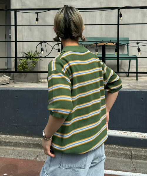 CIAOPANIC TYPY(チャオパニックティピー)の「【WEB限定】【UNISEX】レトロボーダーニットポロ(ポロシャツ・メンズ・グレー/イエロー/グリーン・MEDIUM/LARGE)」の15枚目の写真