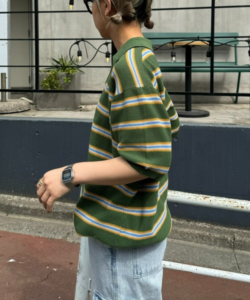 CIAOPANIC TYPY(チャオパニックティピー)の「【WEB限定】【UNISEX】レトロボーダーニットポロ(ポロシャツ・メンズ・グレー/イエロー/グリーン・MEDIUM/LARGE)」の13枚目の写真