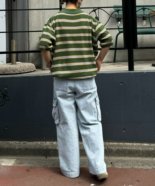 CIAOPANIC TYPY(チャオパニックティピー)の「【WEB限定】【UNISEX】レトロボーダーニットポロ(ポロシャツ・メンズ・グレー/イエロー/グリーン・MEDIUM/LARGE)」の16枚目の写真