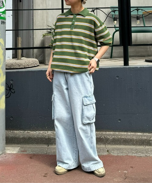 CIAOPANIC TYPY(チャオパニックティピー)の「【WEB限定】【UNISEX】レトロボーダーニットポロ(ポロシャツ・メンズ・グレー/イエロー/グリーン・MEDIUM/LARGE)」の18枚目の写真