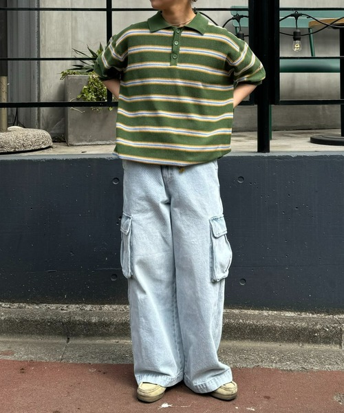 CIAOPANIC TYPY(チャオパニックティピー)の「【WEB限定】【UNISEX】レトロボーダーニットポロ(ポロシャツ・メンズ・グレー/イエロー/グリーン・MEDIUM/LARGE)」の19枚目の写真