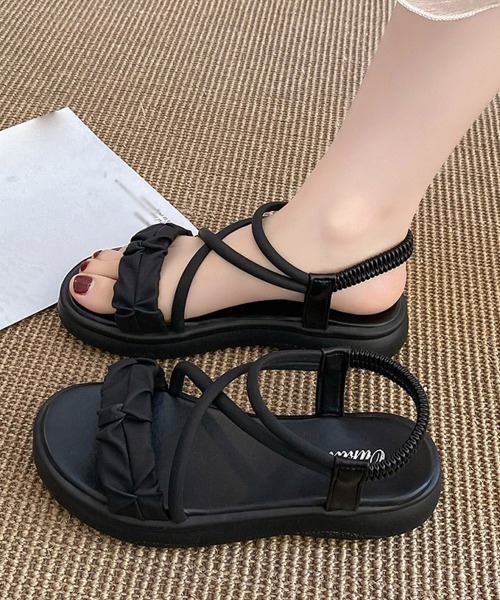 厚底サンダルストラップ美脚韓国夏