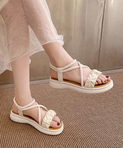 厚底サンダルストラップ美脚韓国夏