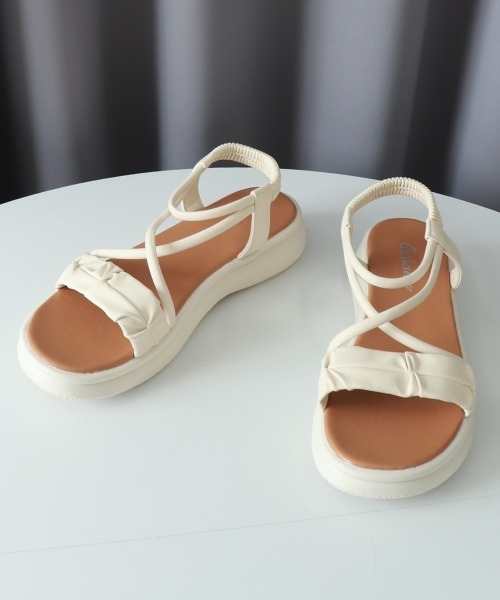 厚底サンダルストラップ美脚韓国夏
